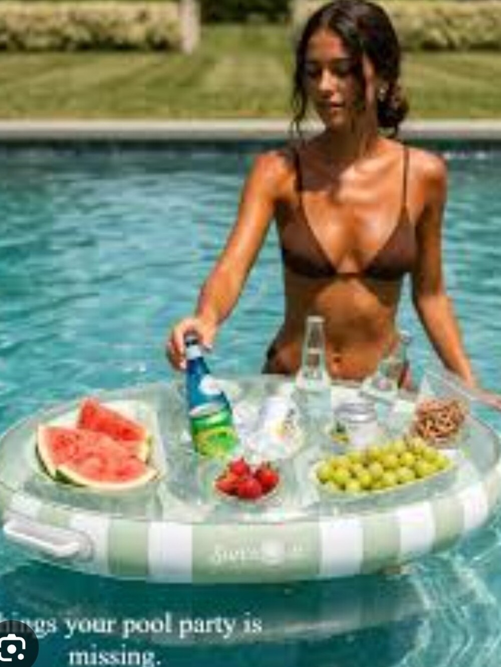 Inflatable Pool Party Snack Tray - Green Stripe, Floating Snack Bar